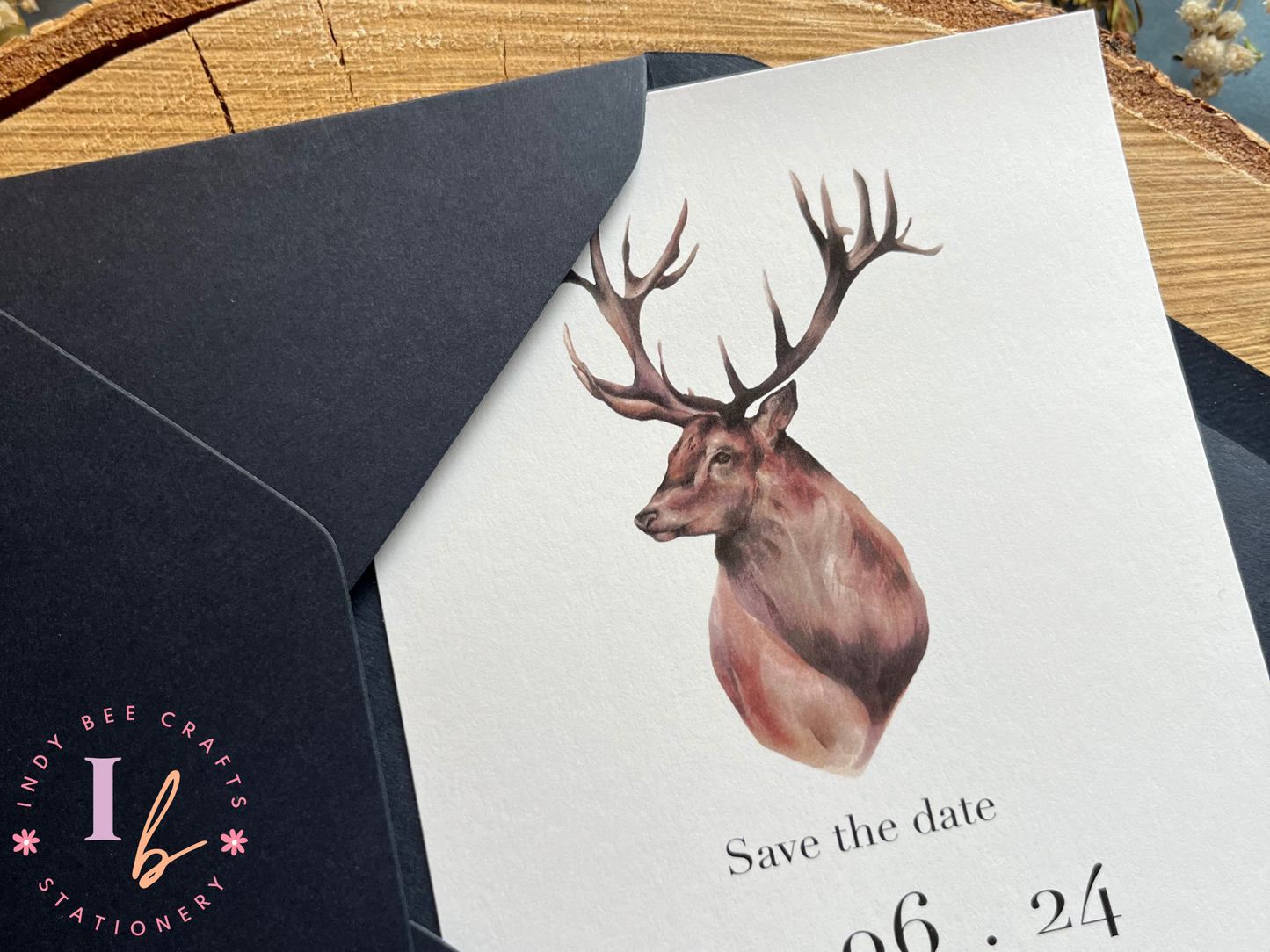 Scottish Stag Save the Date, Scottish Themed Wedding Invites, Rustic Wedding Stationery