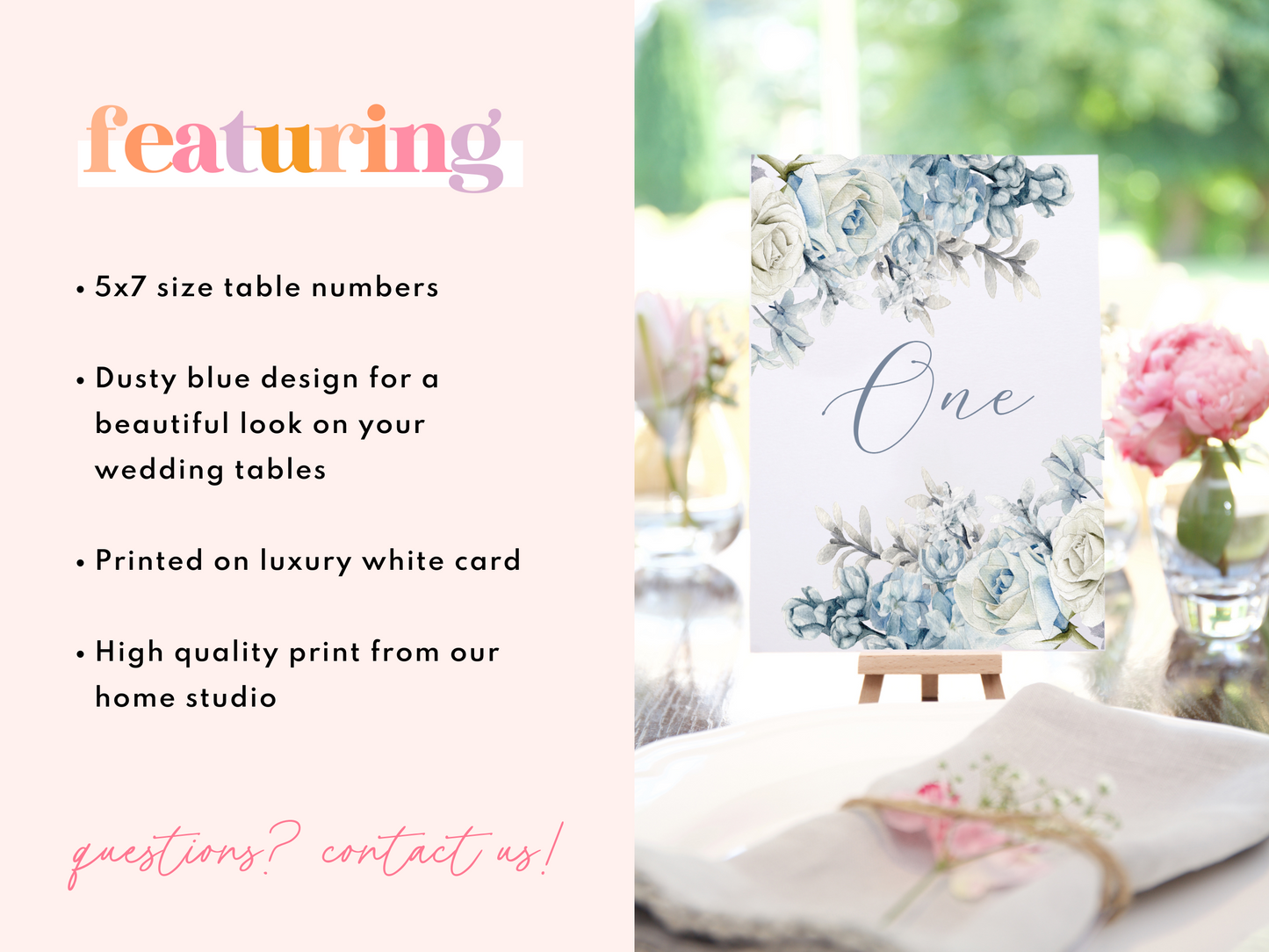 Table Numbers for Wedding | Dusty Blue Table Numbers | Wedding Decor
