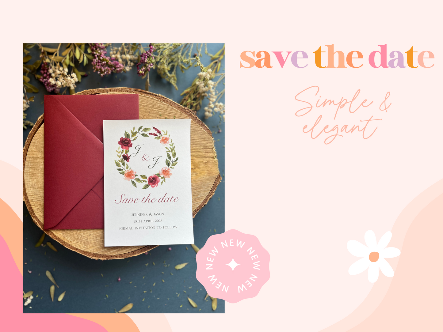 Save the date wedding cards, burgundy save the dates, rustic wedding invitations