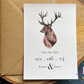 Rustic save the date with Stag design, Scottish themed wedding invitations