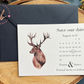 Save the date calendar with watercolour stag design, Rustic save the dates, Scottish wedding invitations