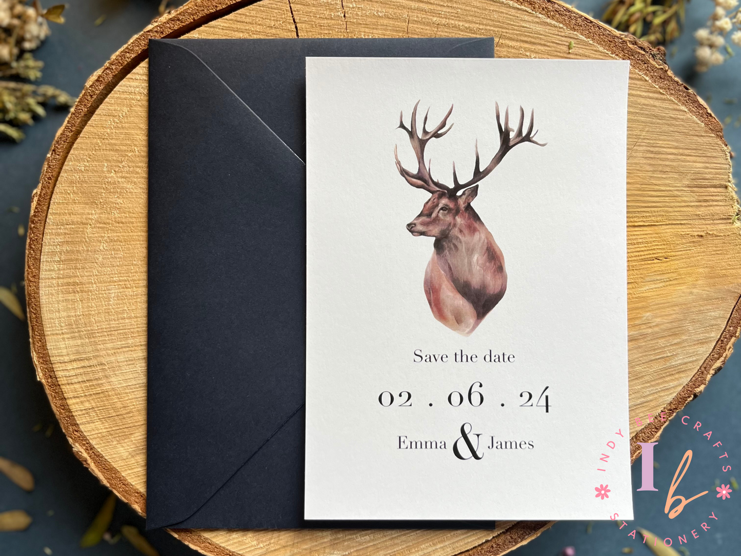 Scottish Stag Save the Date, Scottish Themed Wedding Invites, Rustic Wedding Stationery