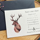 Save the date calendar with watercolour stag design, Rustic save the dates, Scottish wedding invitations