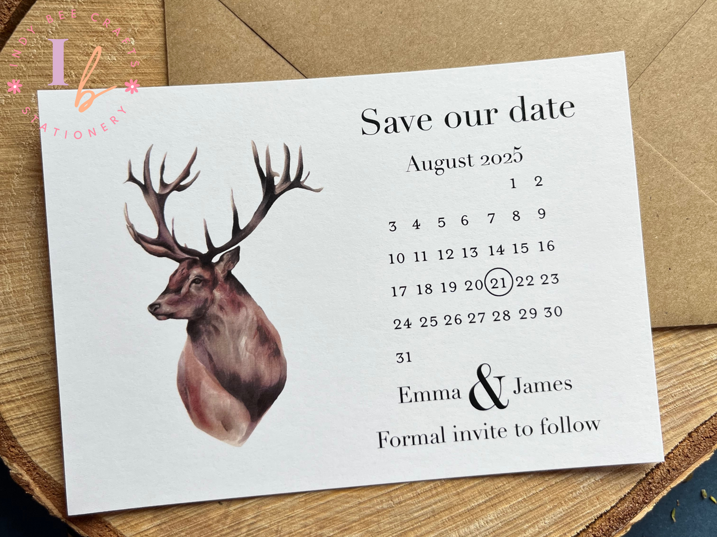 Save the Date Calendar with Rustic Scottish Stag Design