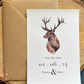 Rustic save the date with Stag design, Scottish themed wedding invitations