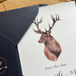 Scottish Stag Save the Date, Scottish Themed Wedding Invites, Rustic Wedding Stationery