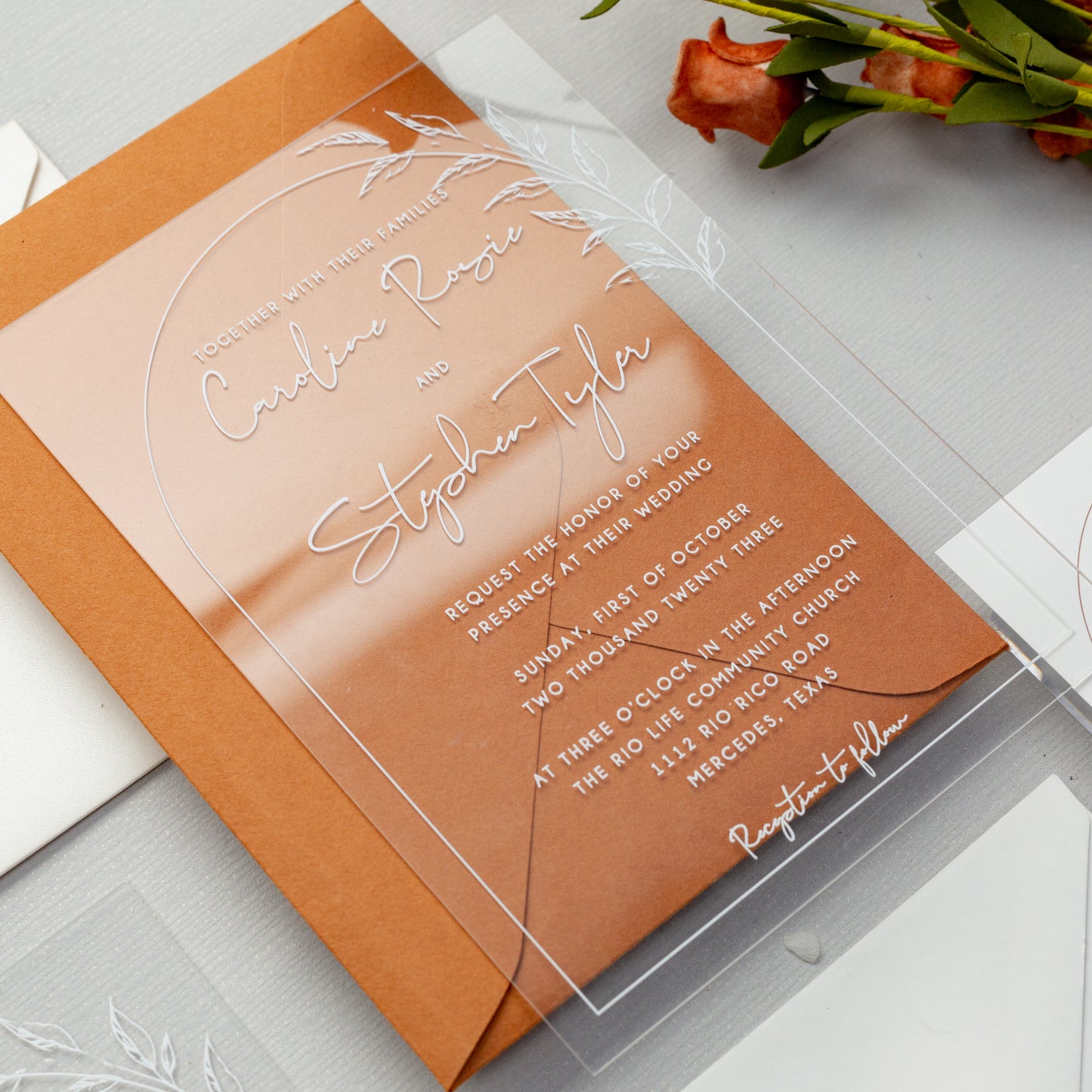 Acrylic arch wedding invitation