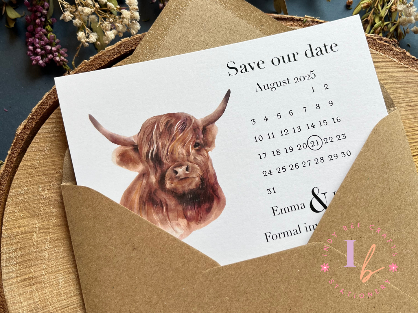 Highland Cow Save the Date Cards