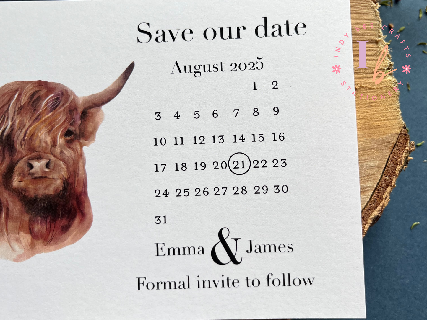 Highland Cow Save the Dates, Scottish Wedding Invitations