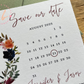 Calendar Save the Date Cards