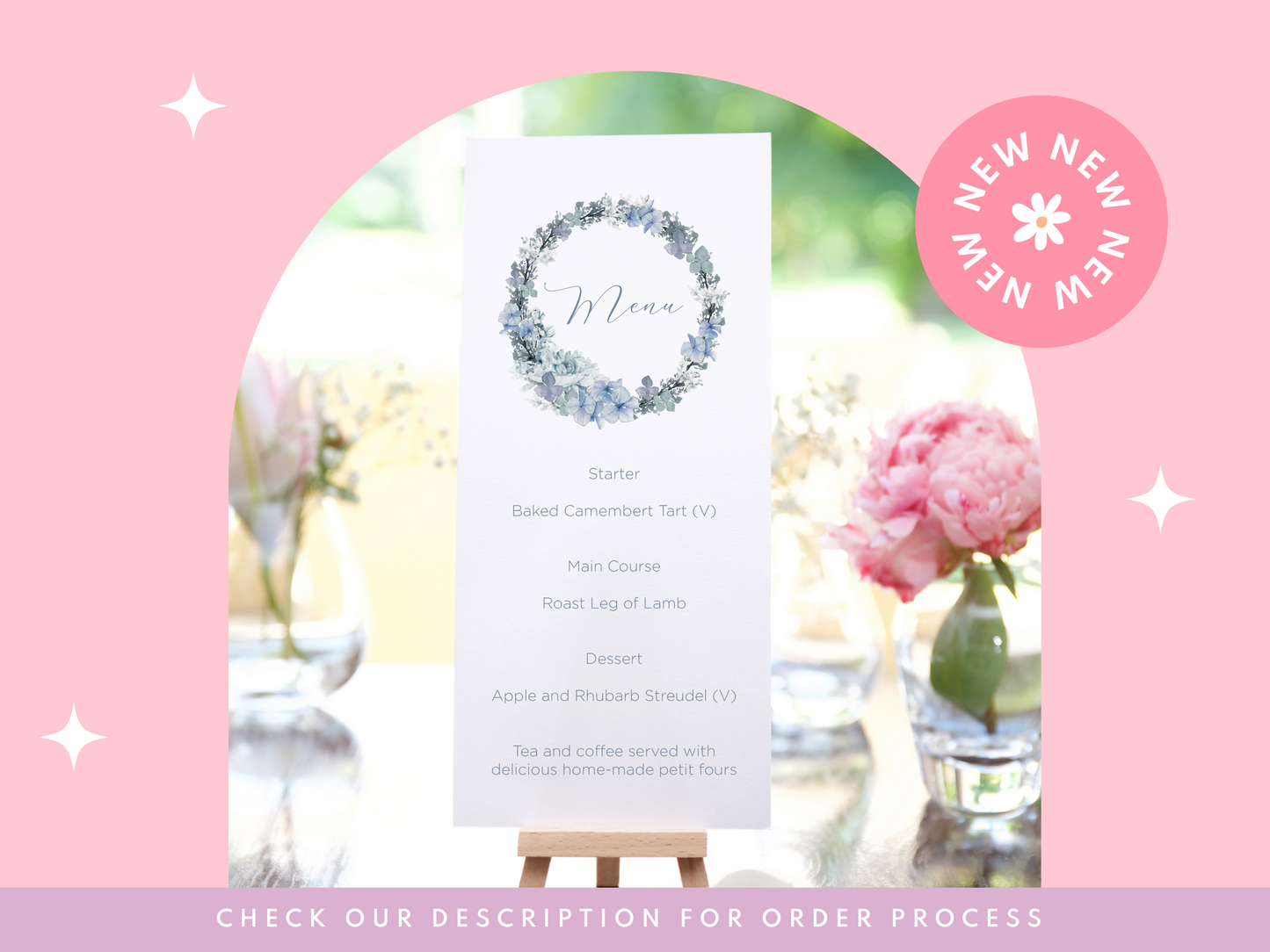 Wedding menu cards | Dusty blue wedding stationery | Menu cards for wedding table