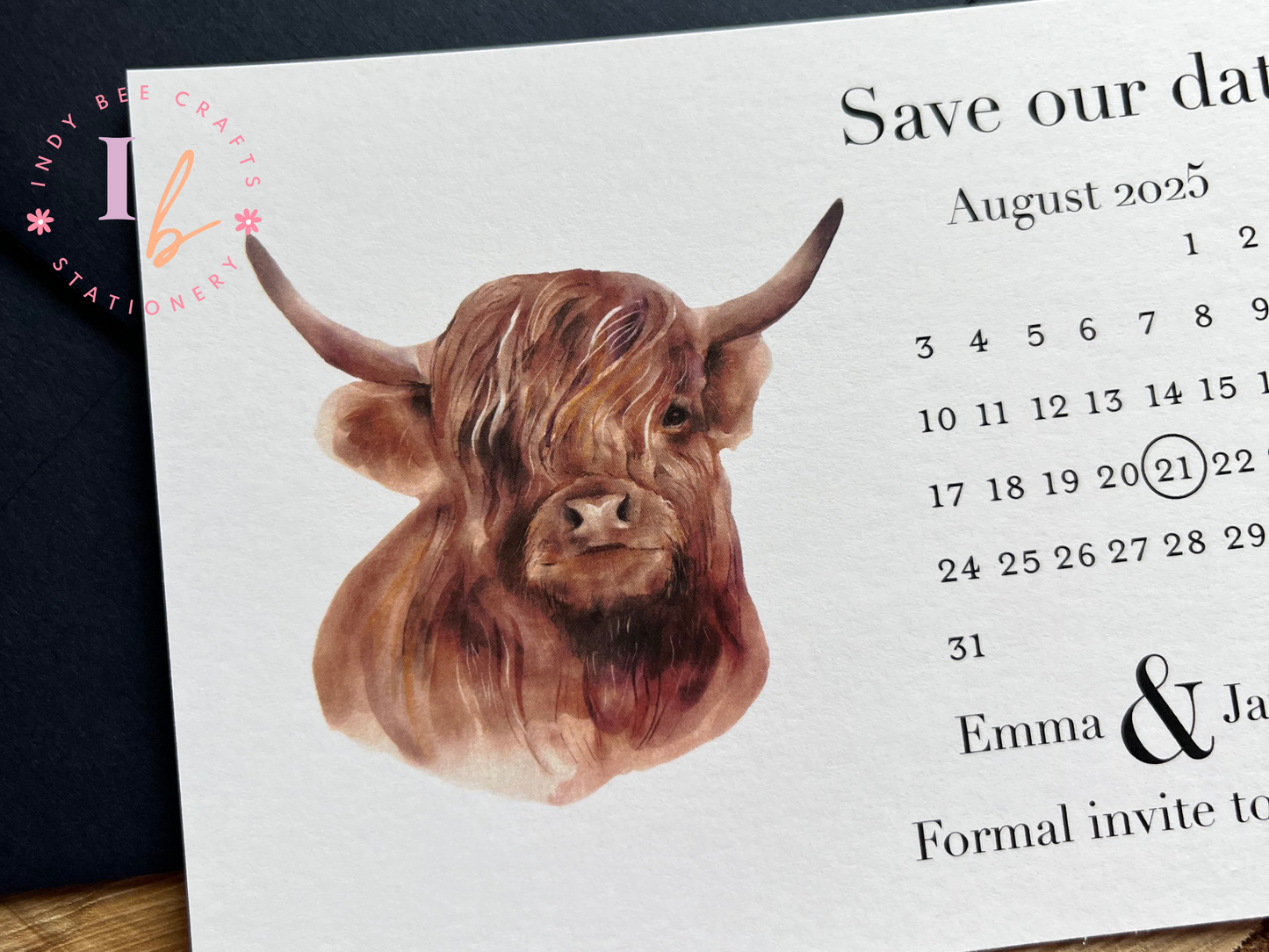 Highland Cow Save the Dates, Scottish Wedding Invitations