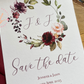 Floral Burgundy Wreath Save the Date Cards