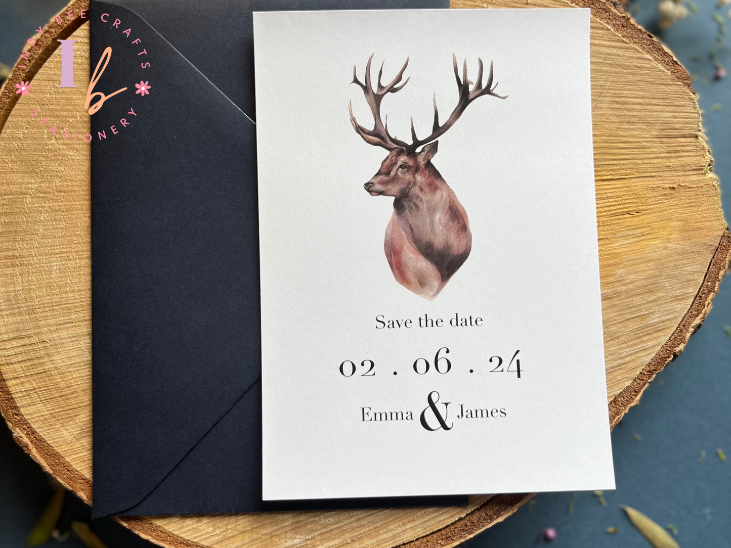 Scottish Stag Save the Date, Scottish Themed Wedding Invites, Rustic Wedding Stationery