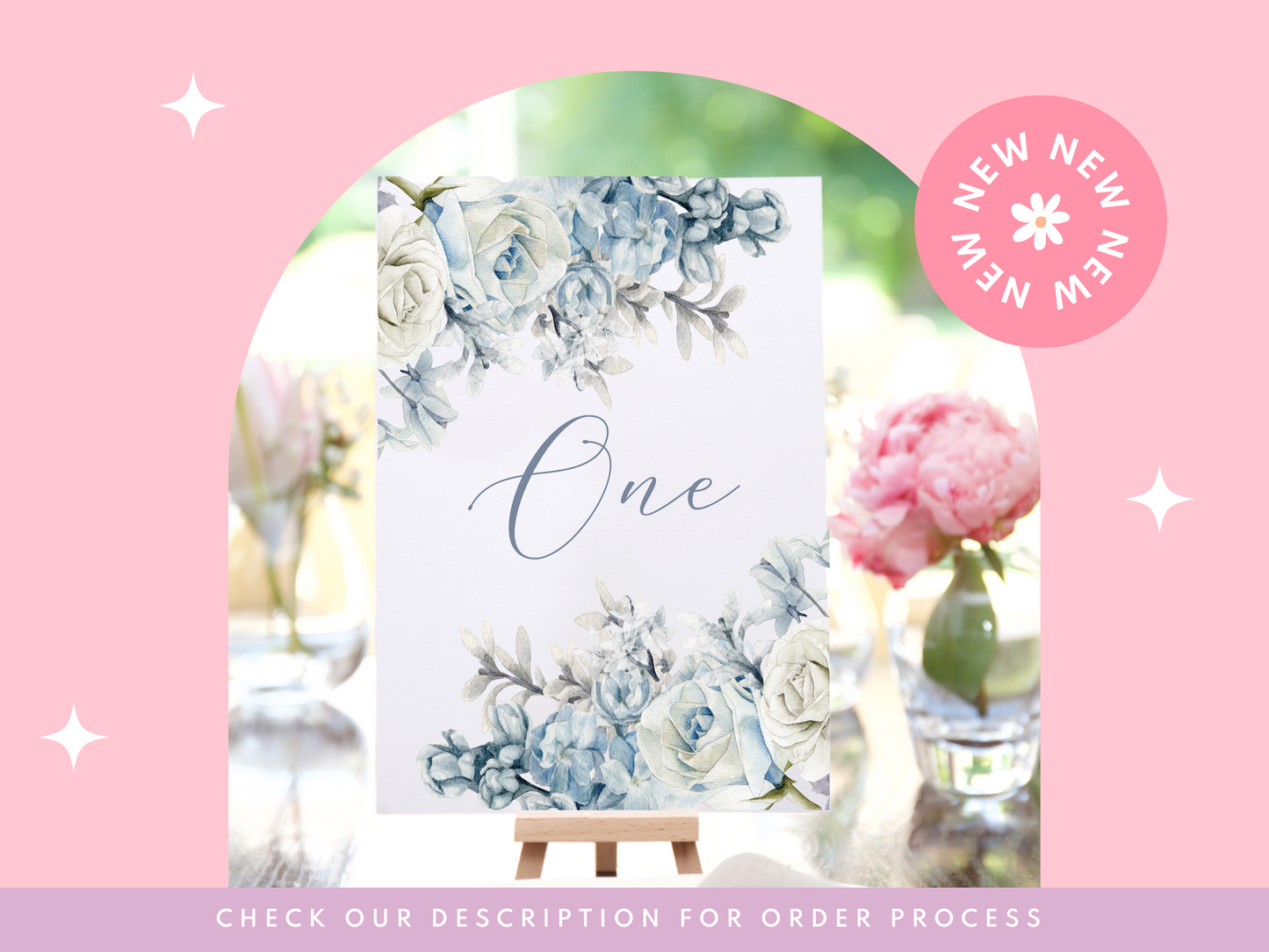 Table Numbers for Wedding | Dusty Blue Table Numbers | Wedding Decor