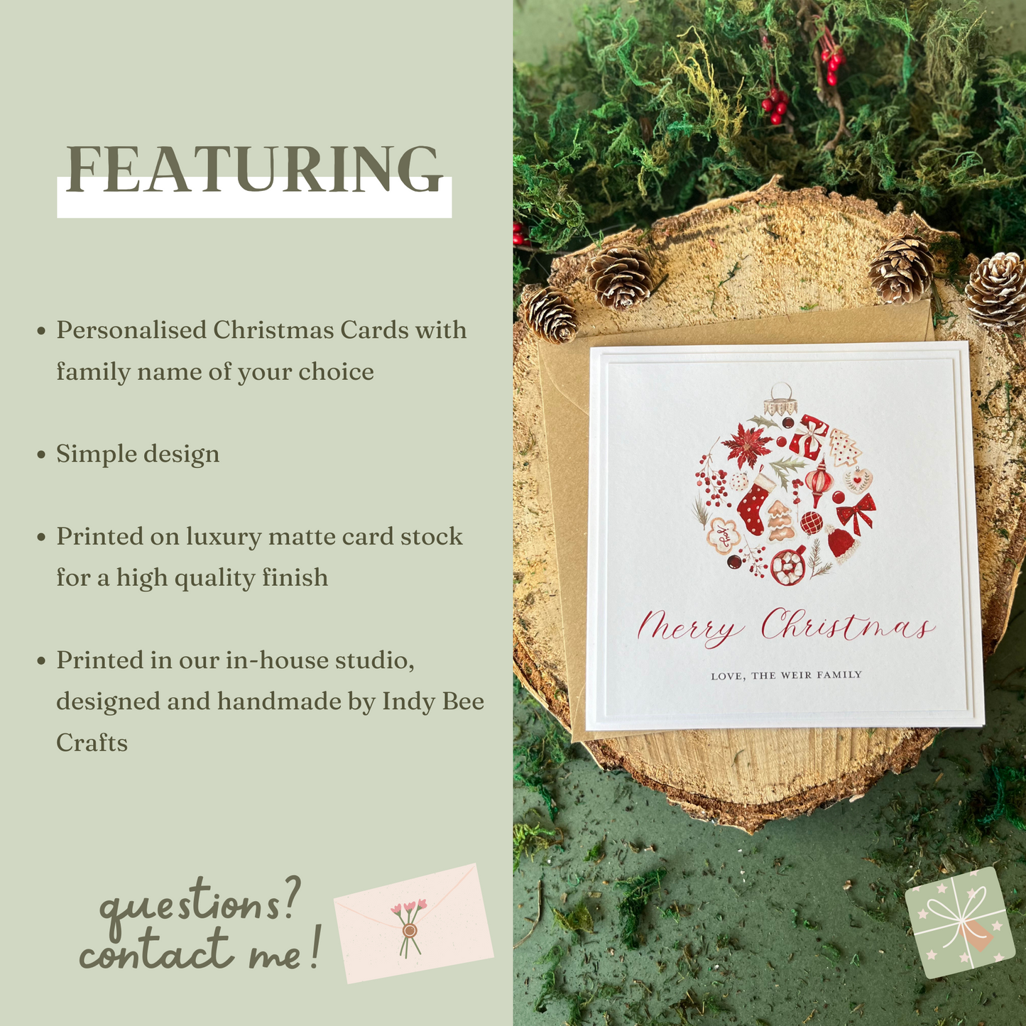 Personalised Bauble Christmas Card