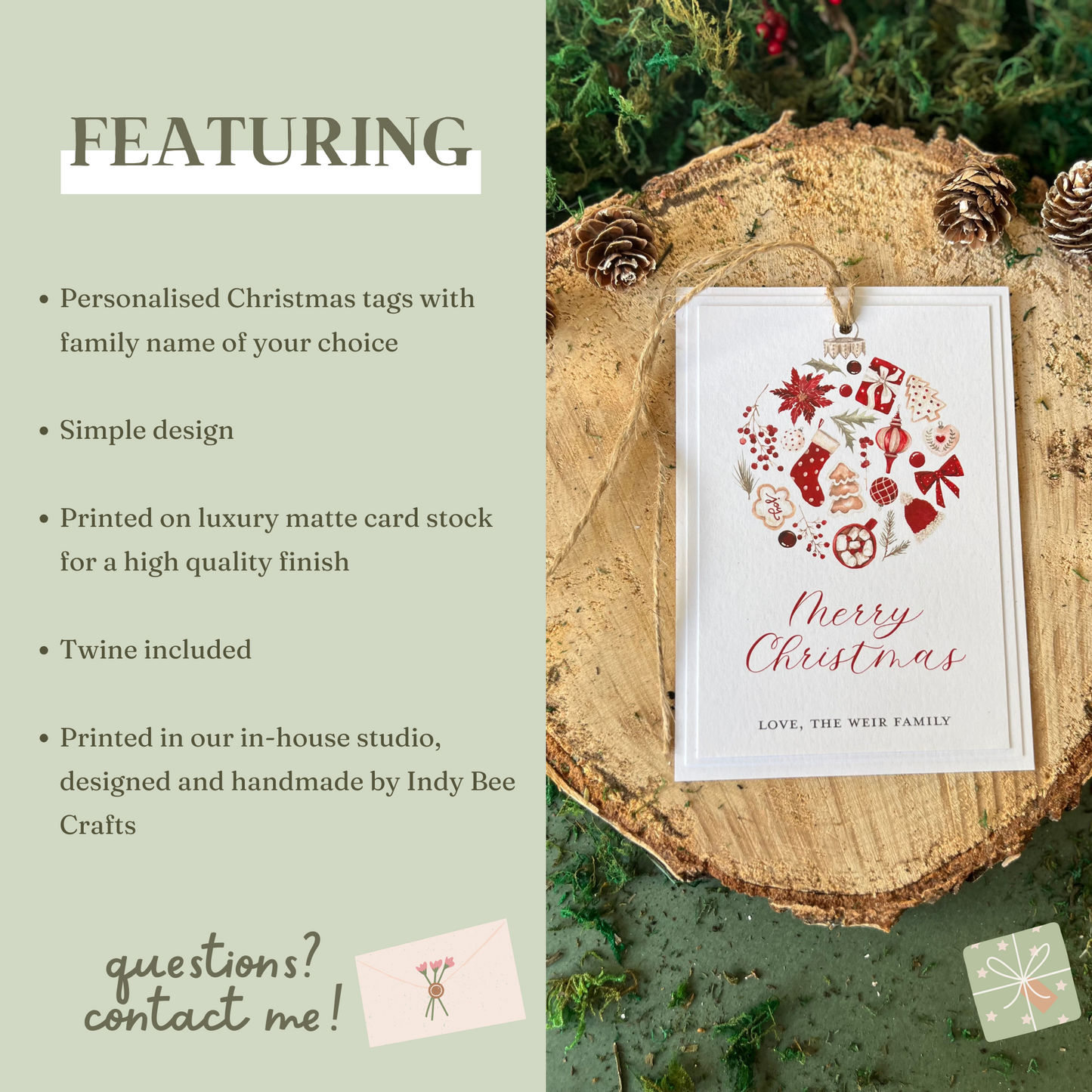 Large Christmas Tag, Rustic Christmas Tags