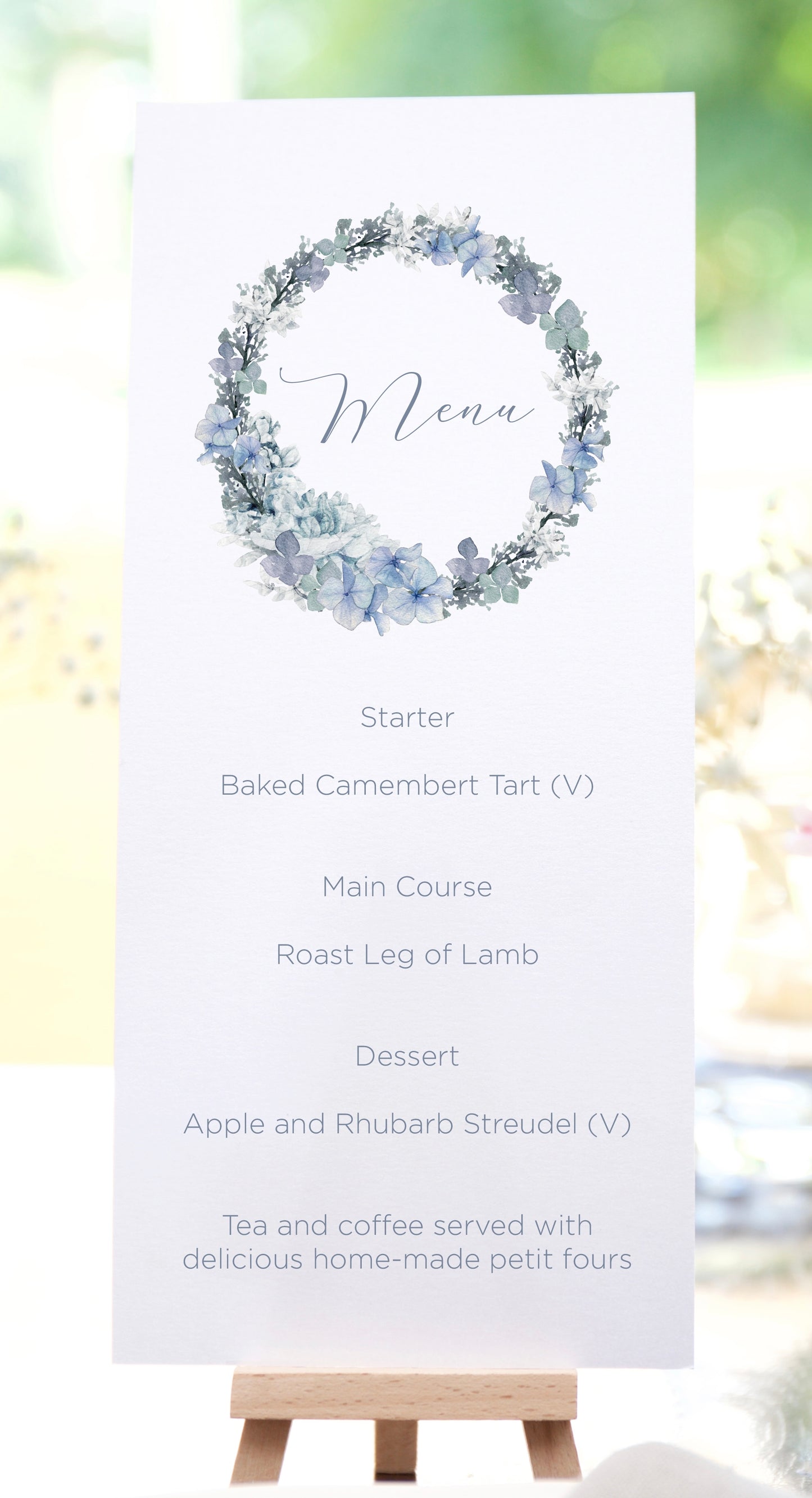 Wedding menu cards | Dusty blue wedding stationery | Menu cards for wedding table