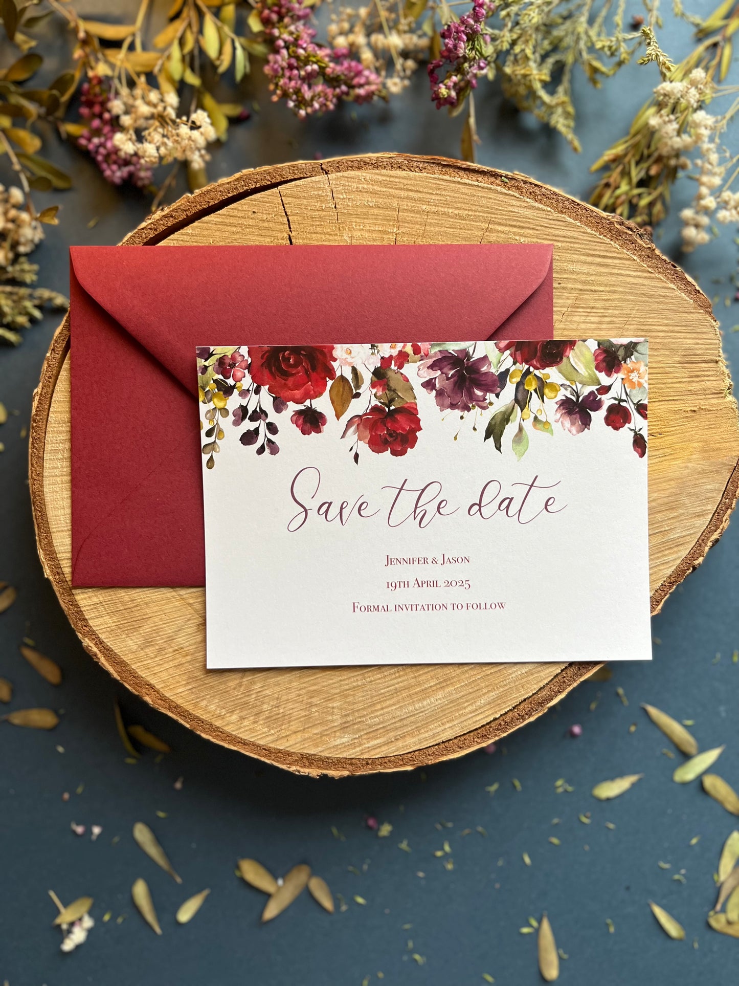 Rustic Floral Save the Date Cards for Wedding Day