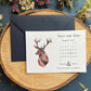 Save the date calendar with watercolour stag design, Rustic save the dates, Scottish wedding invitations