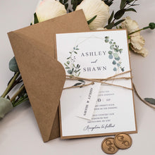 Load image into Gallery viewer, Rustic greenery wedding invitation
