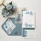 Dusty Blue Wedding Invitations, Vellum Wrap, Envelope Liner, Blue Florals