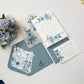 Dusty Blue Wedding Invitations, Vellum Wrap, Envelope Liner, Blue Florals