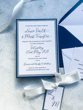 Load image into Gallery viewer, Navy and Silver Glitter A6 Invitation Bundle

