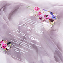 Load image into Gallery viewer, Pink and Purple Floral Acrylic Invitation
