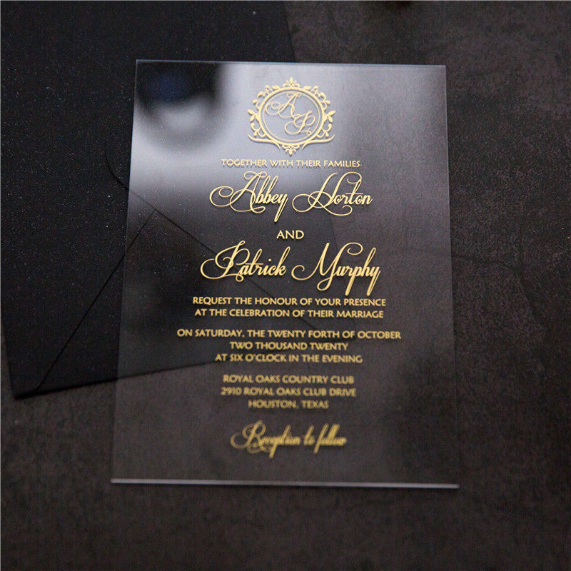 Screen Print Acrylic Wedding Invitation