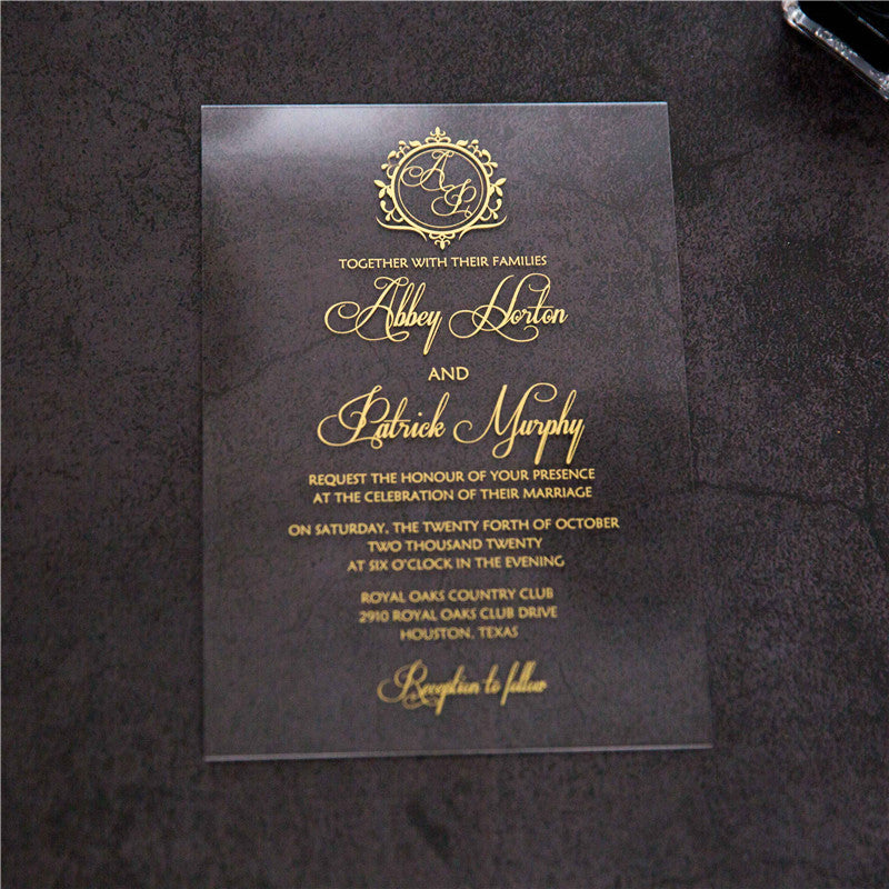 Screen Print Acrylic Wedding Invitation