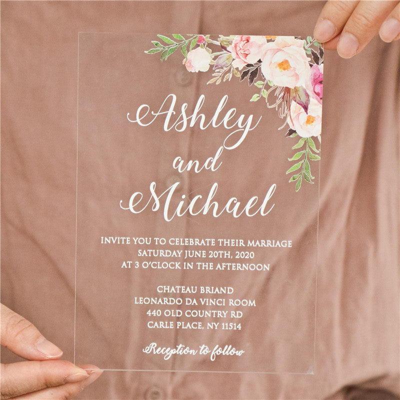 Classic Blush Pink Acrylic Wedding Invitation