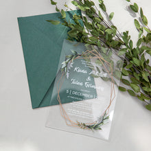 Load image into Gallery viewer, Geometric Greenery Acrylic Wedding Invitation
