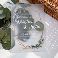 Load image into Gallery viewer, Frosted Acrylic Invitation with Greenery Design
