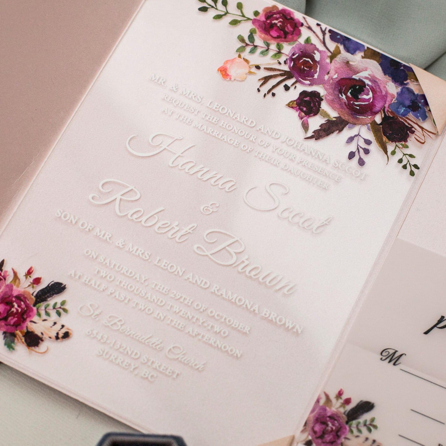 Floral Acrylic with Blush Trifold and RSVP