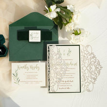Load image into Gallery viewer, Emerald Green Velvet Wedding Invitation Set
