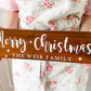 Merry Christmas Free Standing Wooden Sign, Dark Walnut Stain, White Writing