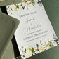 Green and white floral save the date