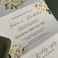 Green and white concertina wedding invitation set