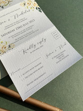 Load image into Gallery viewer, Green and white concertina wedding invitation set
