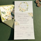 Green and white concertina wedding invitation set