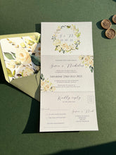 Load image into Gallery viewer, Green and white concertina wedding invitation set
