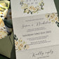 Green and white concertina wedding invitation set