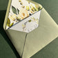 Green and white concertina wedding invitation set