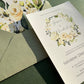 Green & White Floral Wedding Invitation Set
