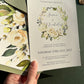 Green & White Floral Wedding Invitation Set