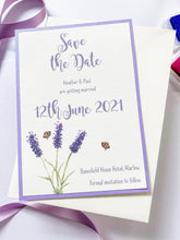 Load image into Gallery viewer, Watercolour Lavender &amp; The Bee Save The Date
