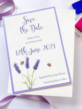 Load image into Gallery viewer, Watercolour Lavender &amp; The Bee Save The Date
