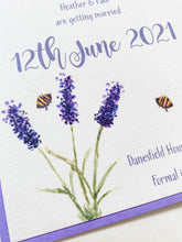 Load image into Gallery viewer, Watercolour Lavender &amp; The Bee Save The Date
