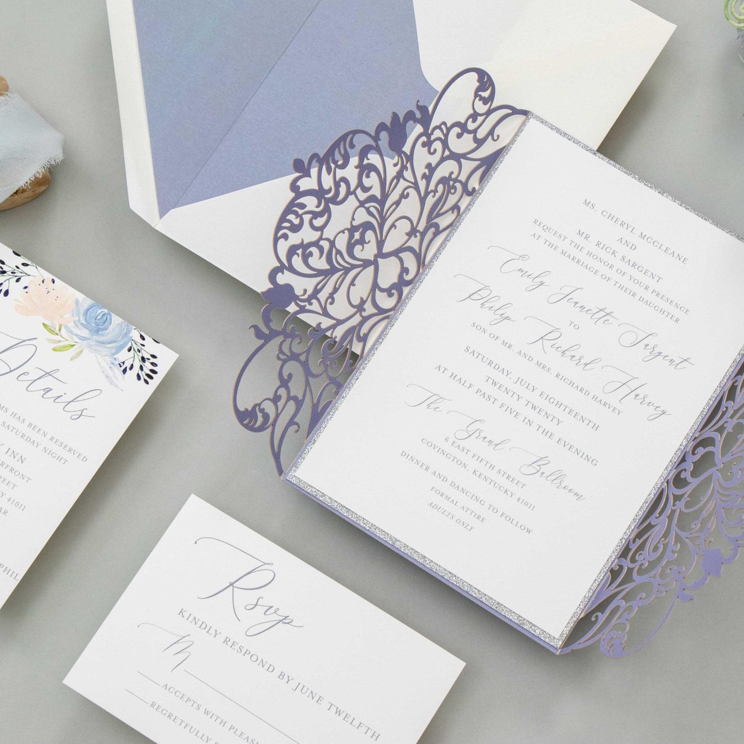 Lavender Gatefold Wedding Invitation